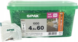 Spax wkręty do drewna tarasowe spax-d wirox c4 4,5x60 - 1000 szt bit gratis