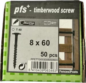 Pfs wkręty do drewna talerzowe czarne 8x60 plus bit - 50szt
