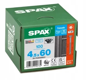 Spax wkręt fasada taras stal nierdzewna a2 blax tx20 cut 100szt - 4,5x60