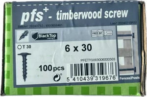 Pfs wkręty do drewna talerzowe czarne 6x30 plus bit - 100szt