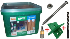 Spax wkręt tarasowy 5x60 500szt inox zestaw bonus
