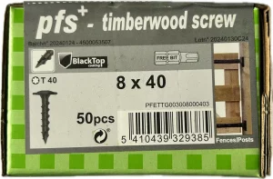 Pfs wkręty do drewna talerzowe czarne 8x40 plus bit - 50szt