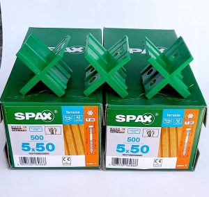 Spax-d wkręty tarasowe 5x50 1.000szt srebrne a2 + 3 krzyżyki gratis