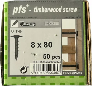 Pfs wkręty do drewna talerzowe czarne 8x80 plus bit - 50szt