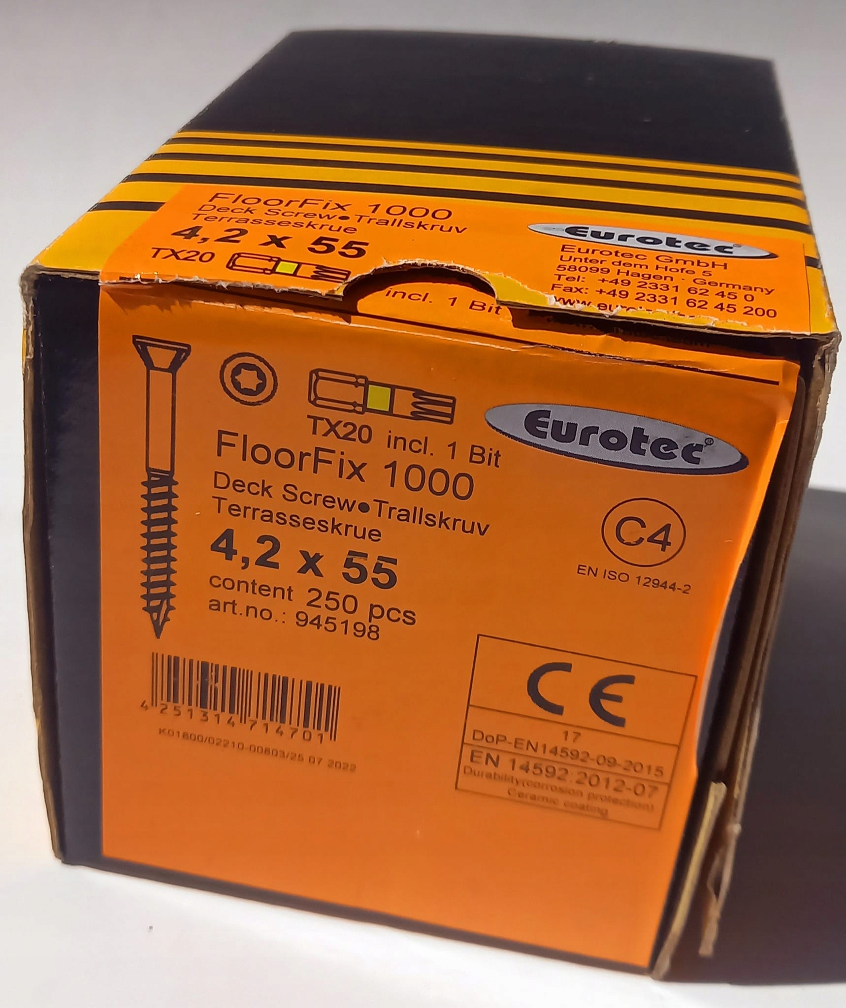 Eurotec wkręty tarasowe floorfix 1000 c4 fasadowe - 4,2x55 - 250 szt
