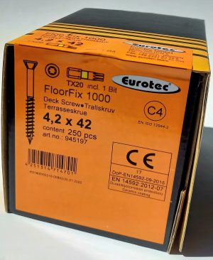 Eurotec wkręty tarasowe floorfix 1000 c4 fasadowe - 4,2x42 - 250 szt