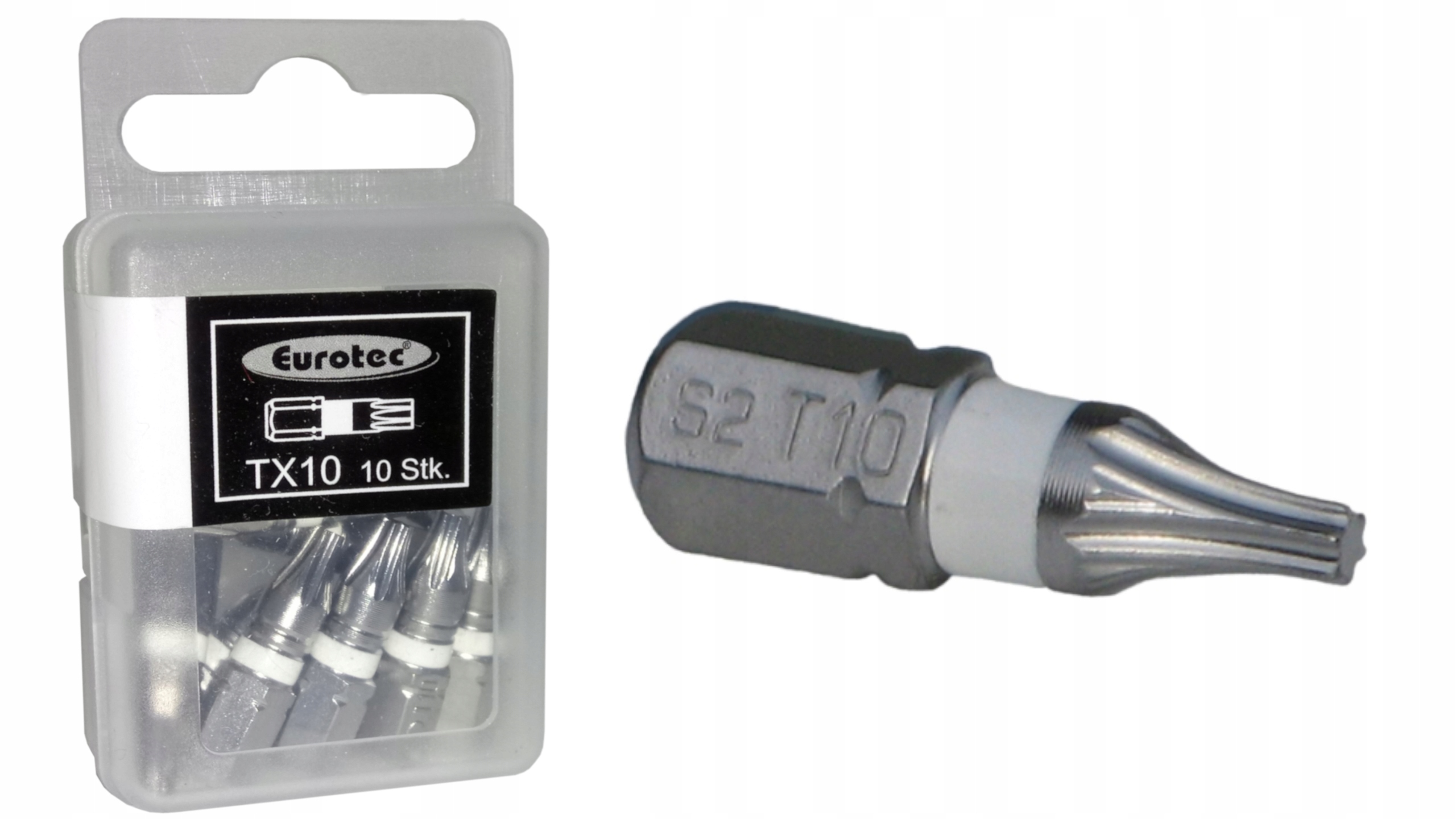 Eurotec torx tx10 25mm bit biały końcówka 10szt