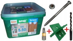 Spax wkręt tarasowy 5x50 550szt inox zestaw bonus
