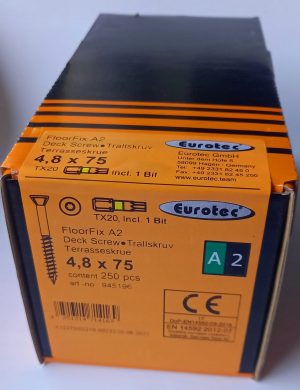 Eurotec wkręty tarasowe floorfix a2 fasadowe - 4,8x75 - 250 szt