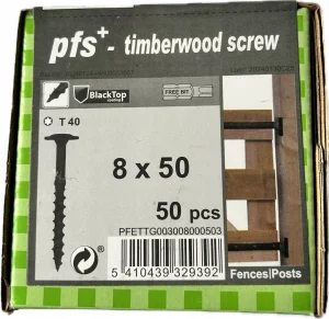 Pfs wkręty do drewna talerzowe czarne 8x50 plus bit - 50szt